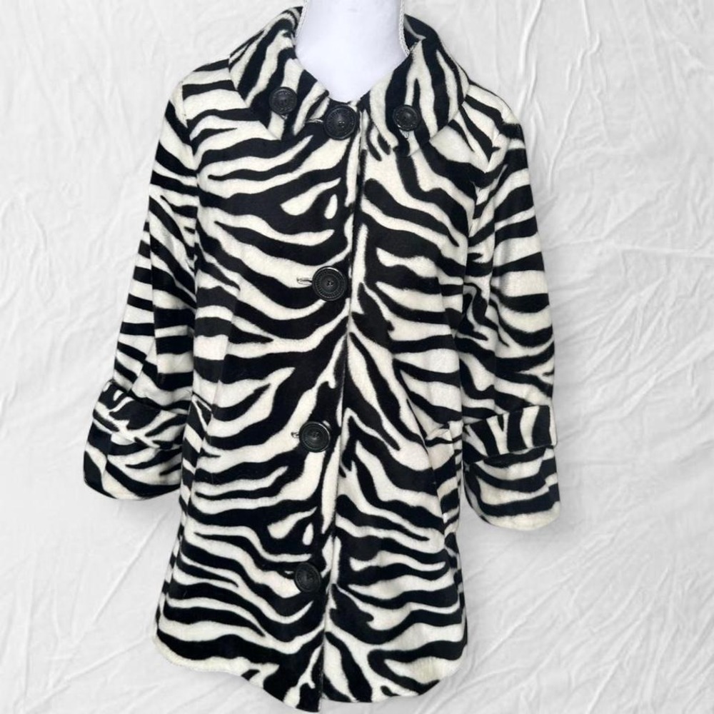 Y2K Zebra Print Faux Fur Coat